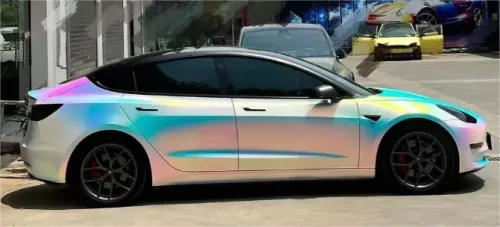 Holographic Chrome Rainbow White Car Vinyl Wrap (Non-Stretchable) review 
