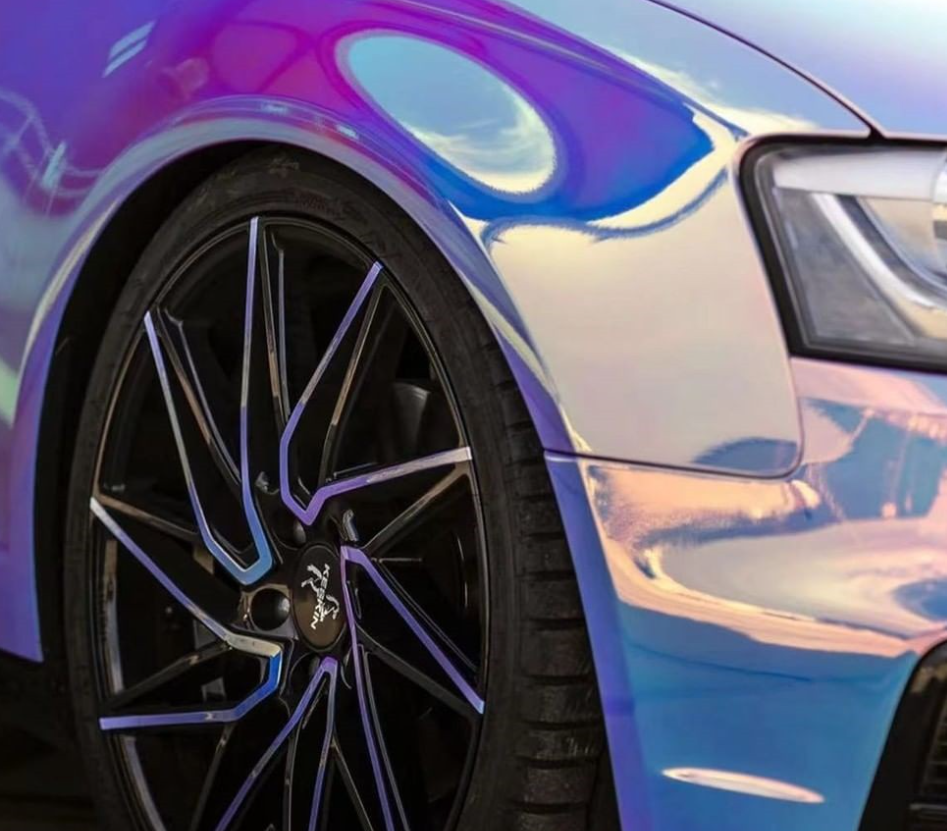 Holographic Chrome Rainbow White Car Vinyl Wrap (Non-Stretchable) review 0