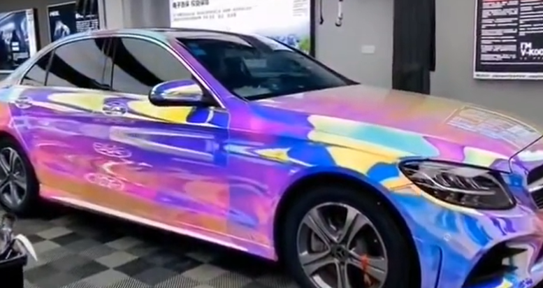 Holographic Chrome Rainbow White Car Vinyl Wrap (Non-Stretchable) review 0
