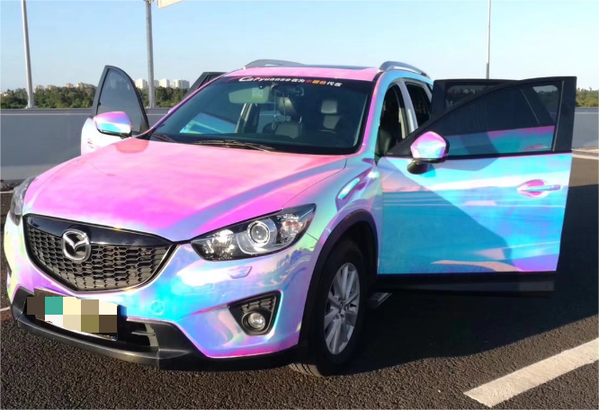 Holographic Chrome Rainbow White Car Vinyl Wrap (Non-Stretchable) review 0