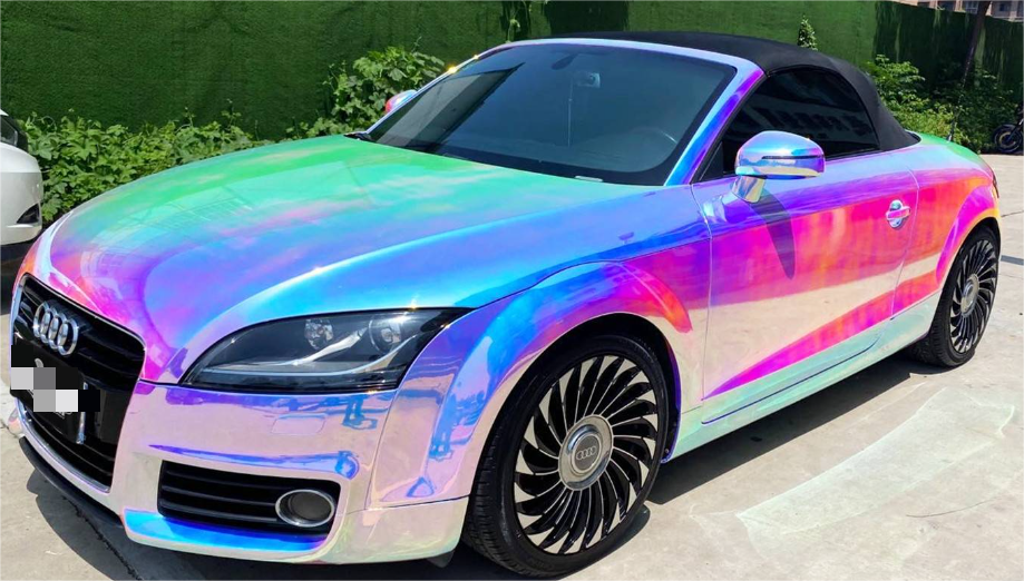 Holographic Chrome Rainbow White Car Vinyl Wrap (Non-Stretchable) review 0