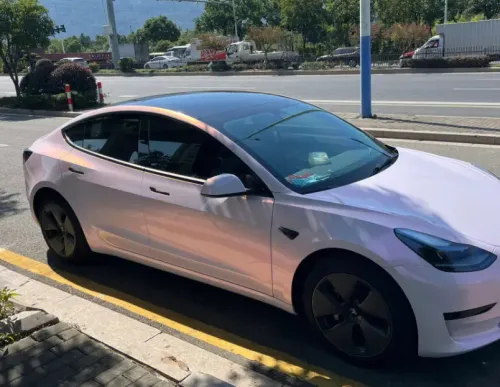  Gloss Metallic Pink to White Car Vinyl Wrap  review 
