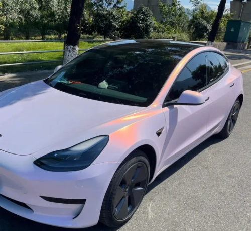 Gloss Metallic Pink to White Car Vinyl Wrap  review 