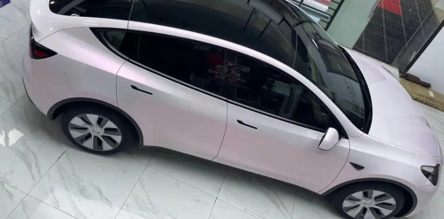 Gloss Metallic Pink to White Car Vinyl Wrap  review 0