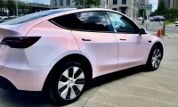  Gloss Metallic Pink to White Car Vinyl Wrap  review 0