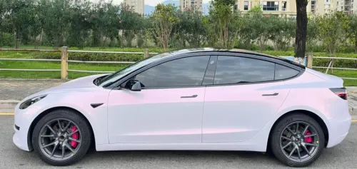  Gloss Metallic Pink to White Car Vinyl Wrap  review 