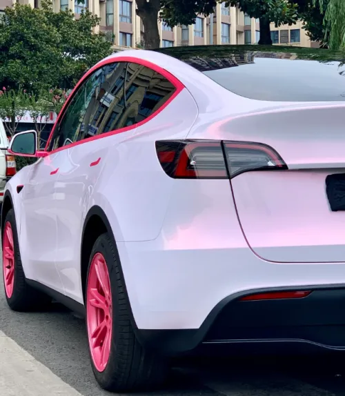  Gloss Metallic Pink to White Car Vinyl Wrap  review 