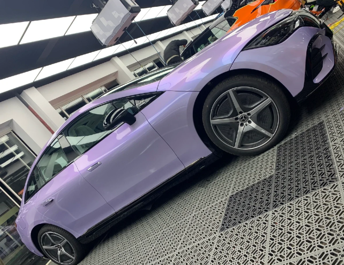 Twin-Color Silver Purple Car Vinyl Wrap  review 0