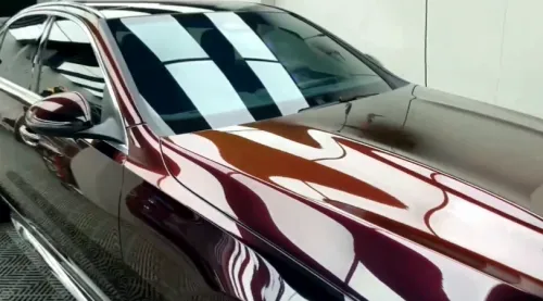 PET Gloss Shifting Red to Black Car Vinyl Wrap review 