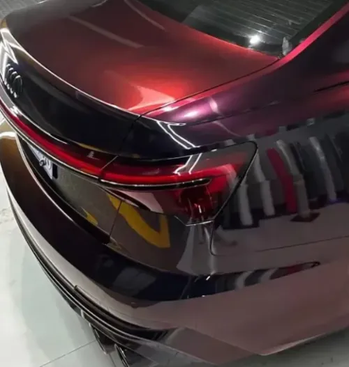 PET Gloss Shifting Red to Black Car Vinyl Wrap review 