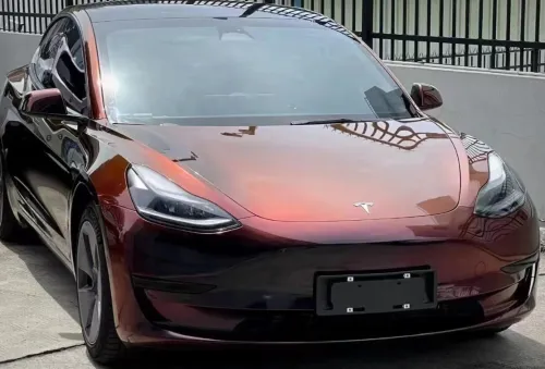 PET Gloss Shifting Red to Black Car Vinyl Wrap review 
