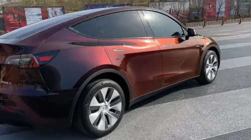 PET Gloss Shifting Red to Black Car Vinyl Wrap review 