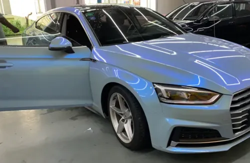 Gloss Diamond Gray Blue Car Vinyl Wrap review 
