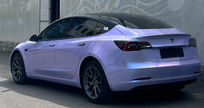 Twin-Color Silver Purple Car Vinyl Wrap  review 0