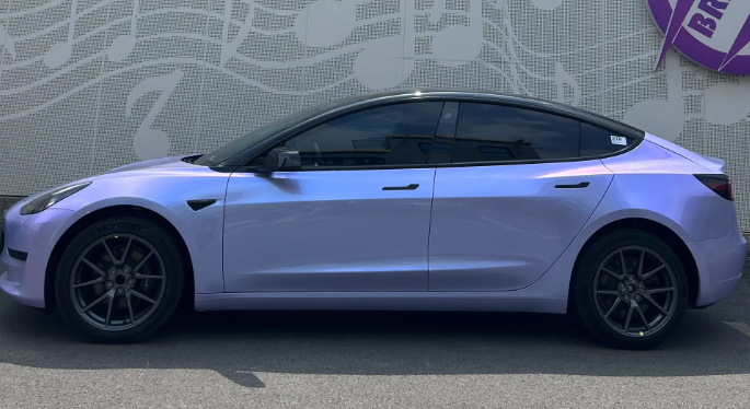 Twin-Color Silver Purple Car Vinyl Wrap  review 1