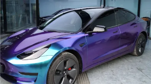 Gloss Diamond Purple Blue Car Vinyl Wrap review 