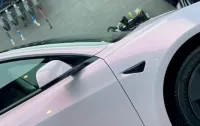  Gloss Metallic Pink to White Car Vinyl Wrap  review 3