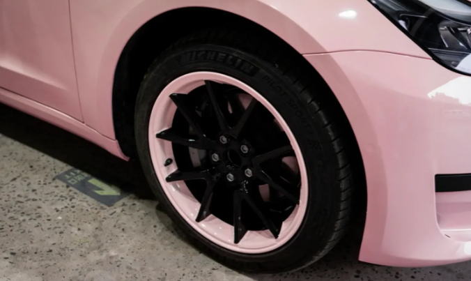 Super Gloss Pale Pink Car Vinyl Wrap review Katie Lucca 02