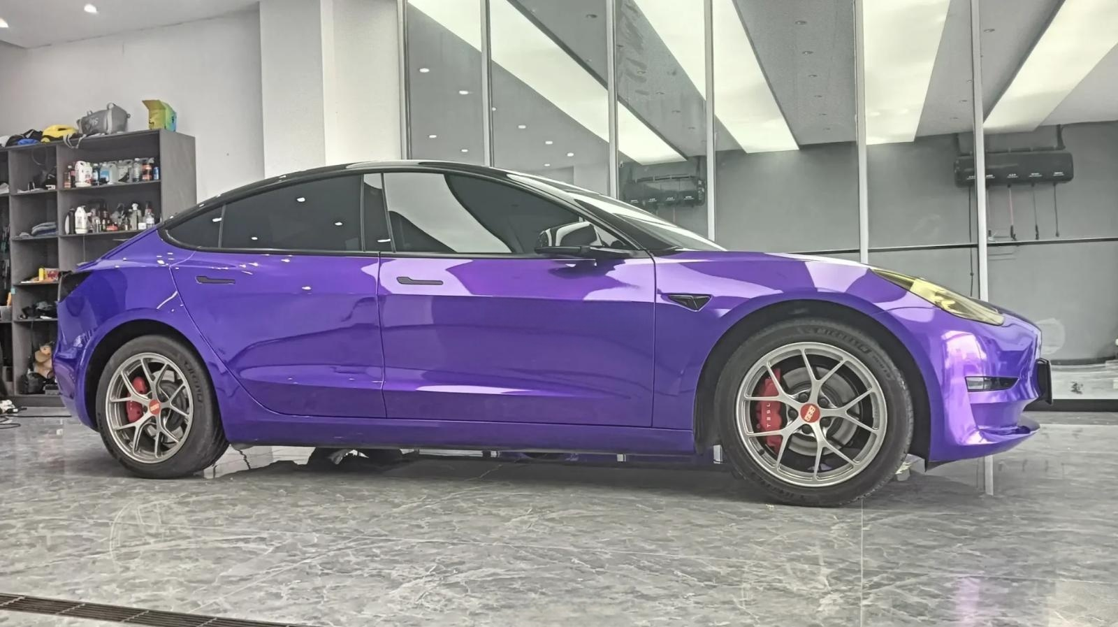 Gloss Metallic Plum Explosion Purple Car Vinyl Wrap review 3