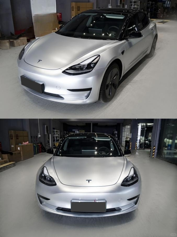 Matte Metallic Metal Silver Car Vinyl Wrap review Kris 02