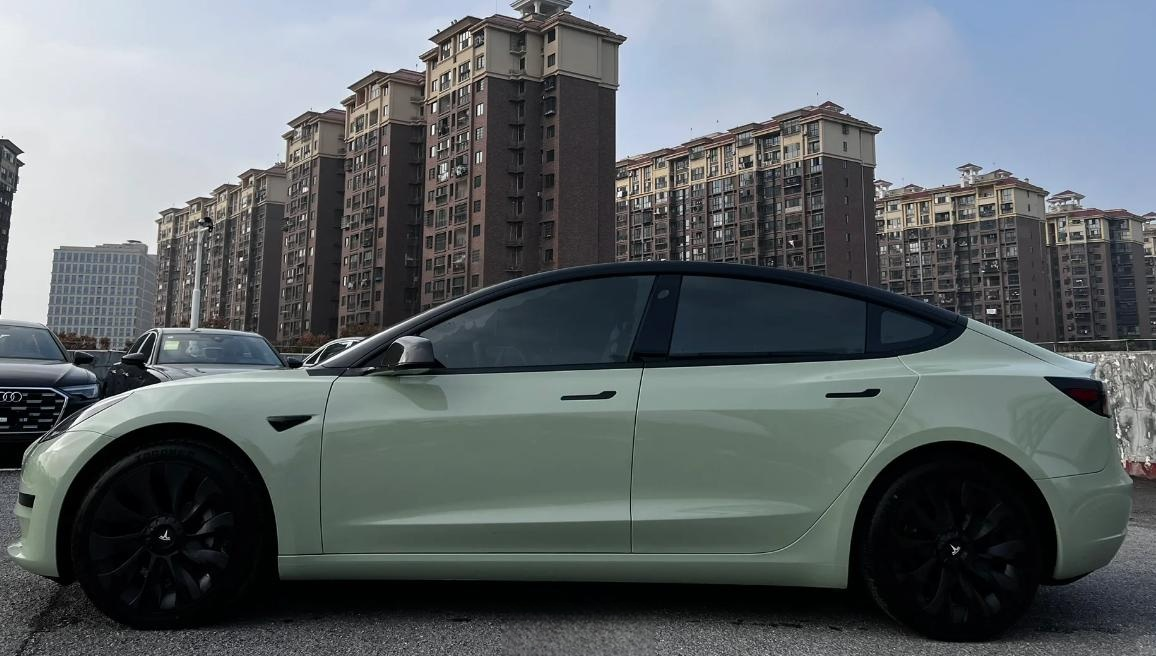 Super Gloss Light Khaki Grey Car Vinyl Wrap review A. 02
