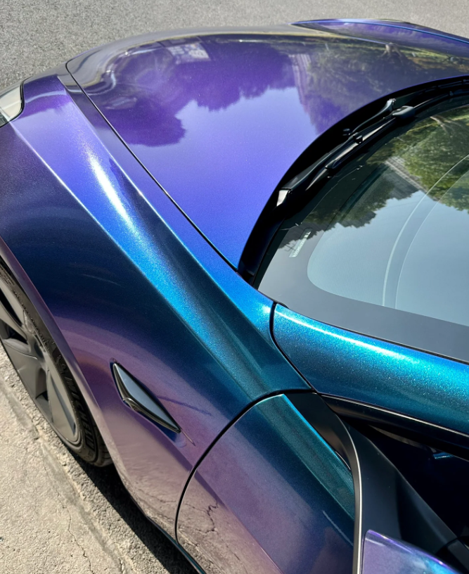 Gloss Diamond Purple Blue Car Vinyl Wrap review 1