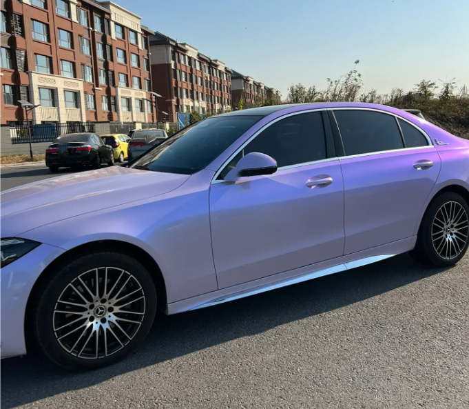 Twin-Color Silver Purple Car Vinyl Wrap  review 0