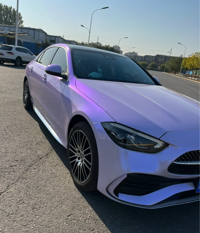 Twin-Color Silver Purple Car Vinyl Wrap  review 1