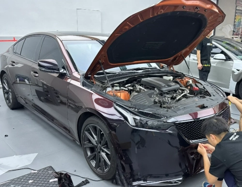 PET Gloss Shifting Red to Black Car Vinyl Wrap review 