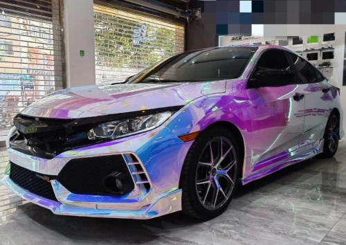 Holographic Chrome Rainbow White Car Vinyl Wrap (Non-Stretchable) review 