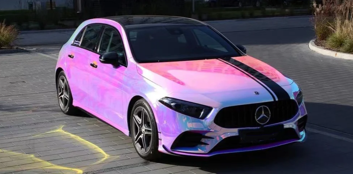 Holographic Chrome Rainbow White Car Vinyl Wrap (Non-Stretchable) review 1