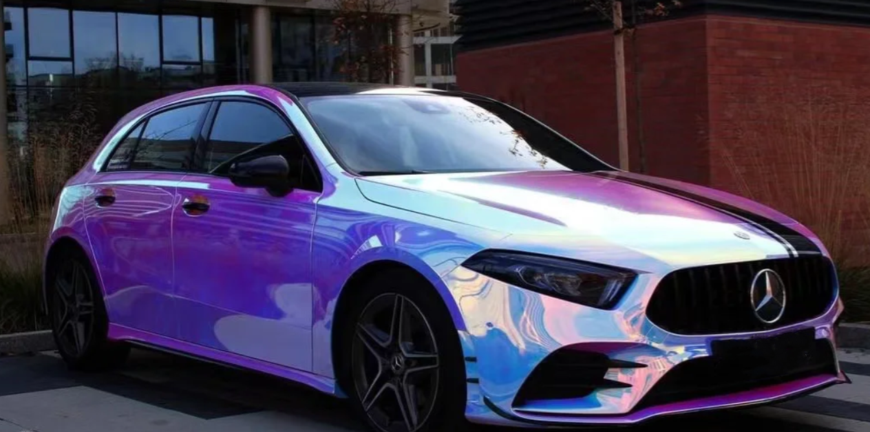 Holographic Chrome Rainbow White Car Vinyl Wrap (Non-Stretchable) review 2