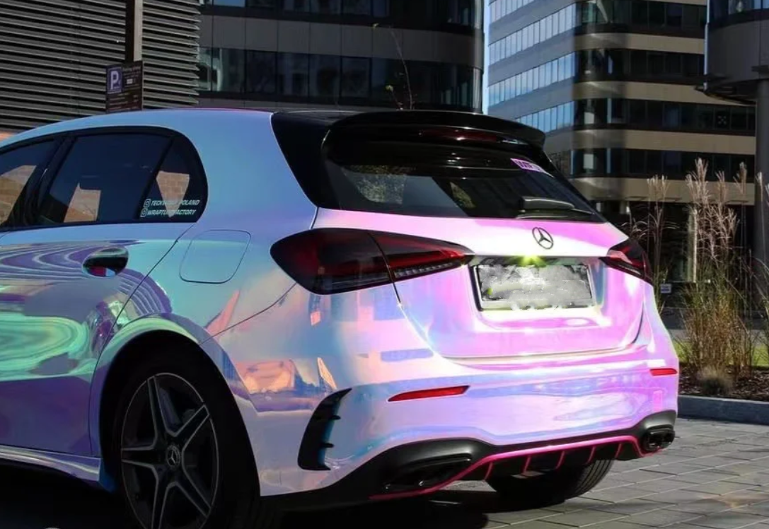 Holographic Chrome Rainbow White Car Vinyl Wrap (Non-Stretchable) review 3