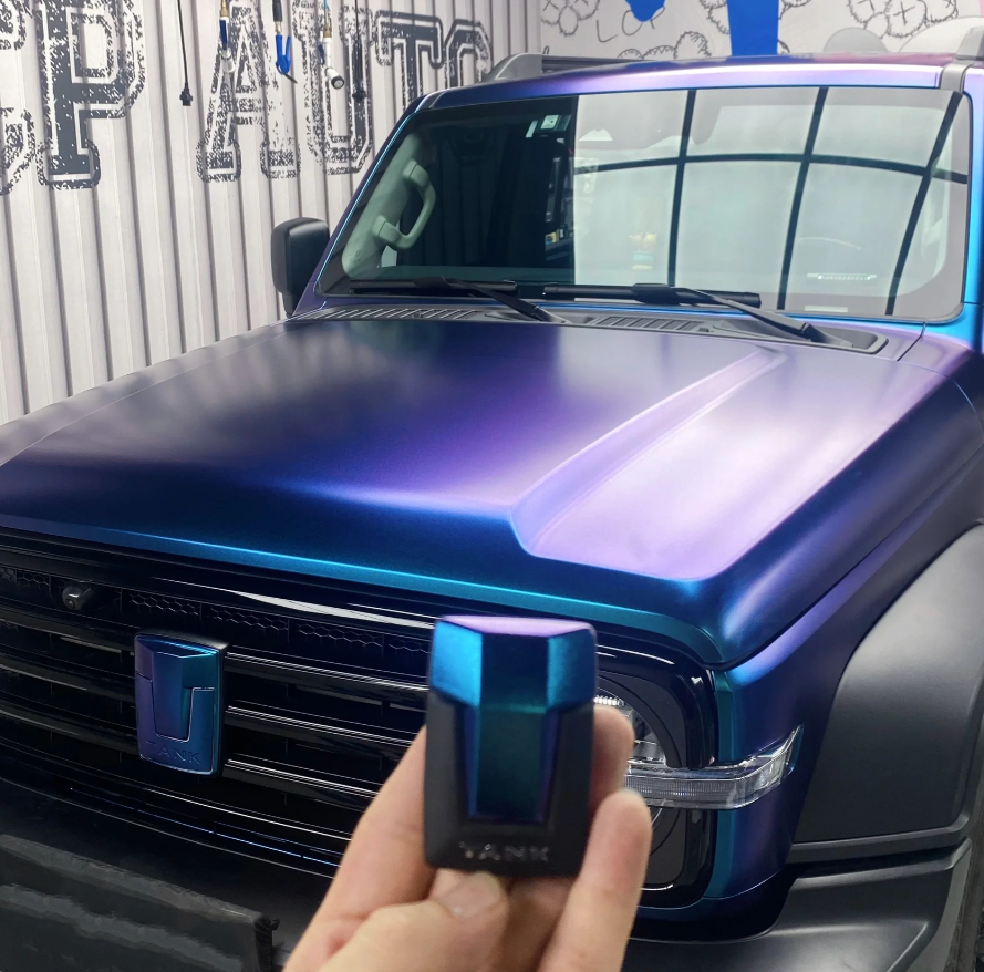 Matte Diamond Purple Blue Car Vinyl Wrap review Dr. Gray 03