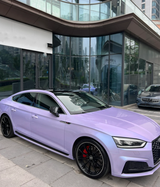 Twin-Color Silver Purple Car Vinyl Wrap  review 1