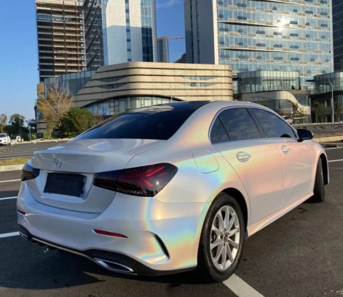 Rainbow Holographic White Car Vinyl Wrap review 