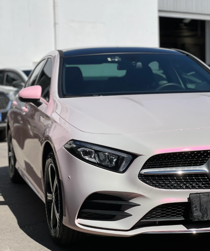 Gloss Metallic Pink to White Car Vinyl Wrap  review 4
