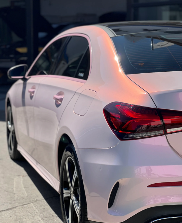 Gloss Metallic Pink to White Car Vinyl Wrap  review 0