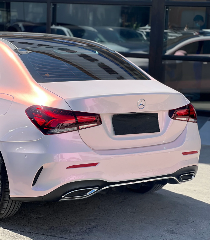 Gloss Metallic Pink to White Car Vinyl Wrap  review 5