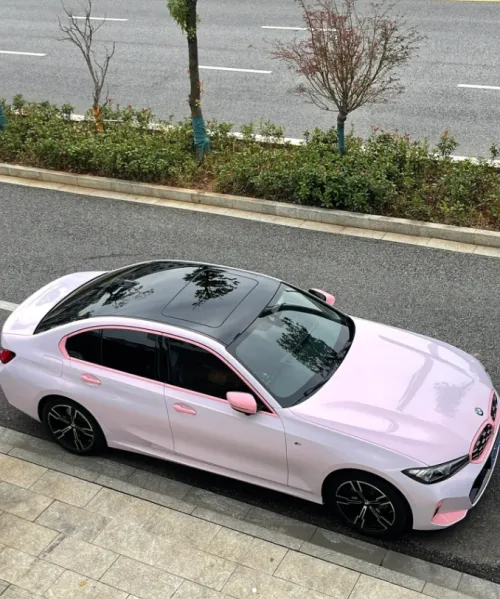  Gloss Metallic Pink to White Car Vinyl Wrap  review 