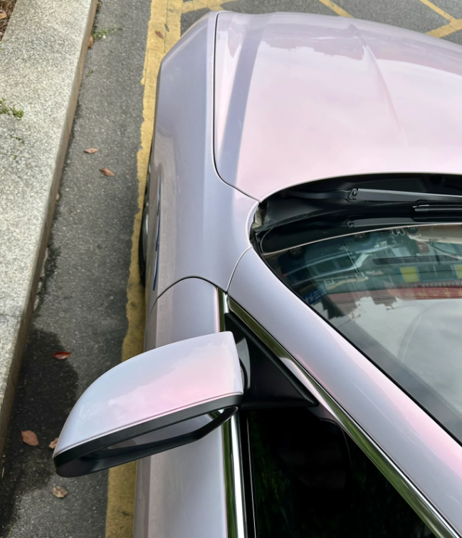 Gloss Metallic Pink to White Car Vinyl Wrap  review 1