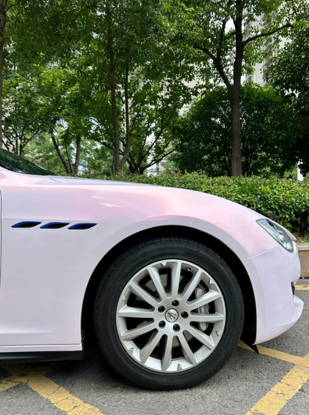 Gloss Metallic Pink to White Car Vinyl Wrap  review 2