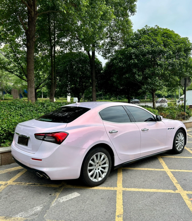 Gloss Metallic Pink to White Car Vinyl Wrap  review 0