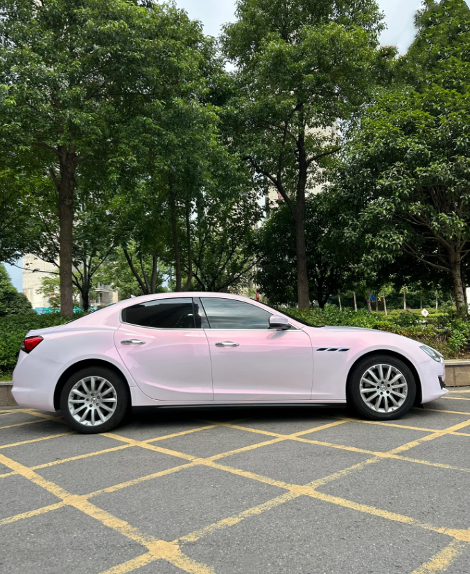 Gloss Metallic Pink to White Car Vinyl Wrap  review 3