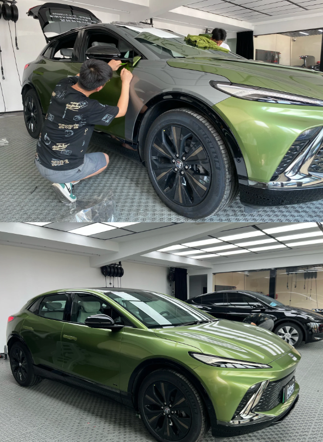 Gloss Metallic Mamba Green Car Vinyl Wrap review 1