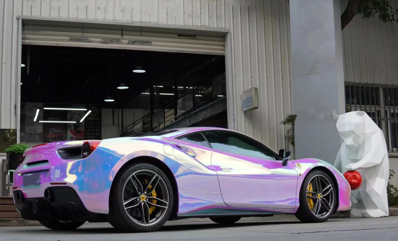 Holographic Chrome Rainbow White Car Vinyl Wrap (Non-Stretchable) review Mike 01