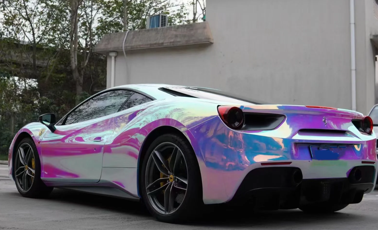Holographic Chrome Rainbow White Car Vinyl Wrap (Non-Stretchable) review Mike 02