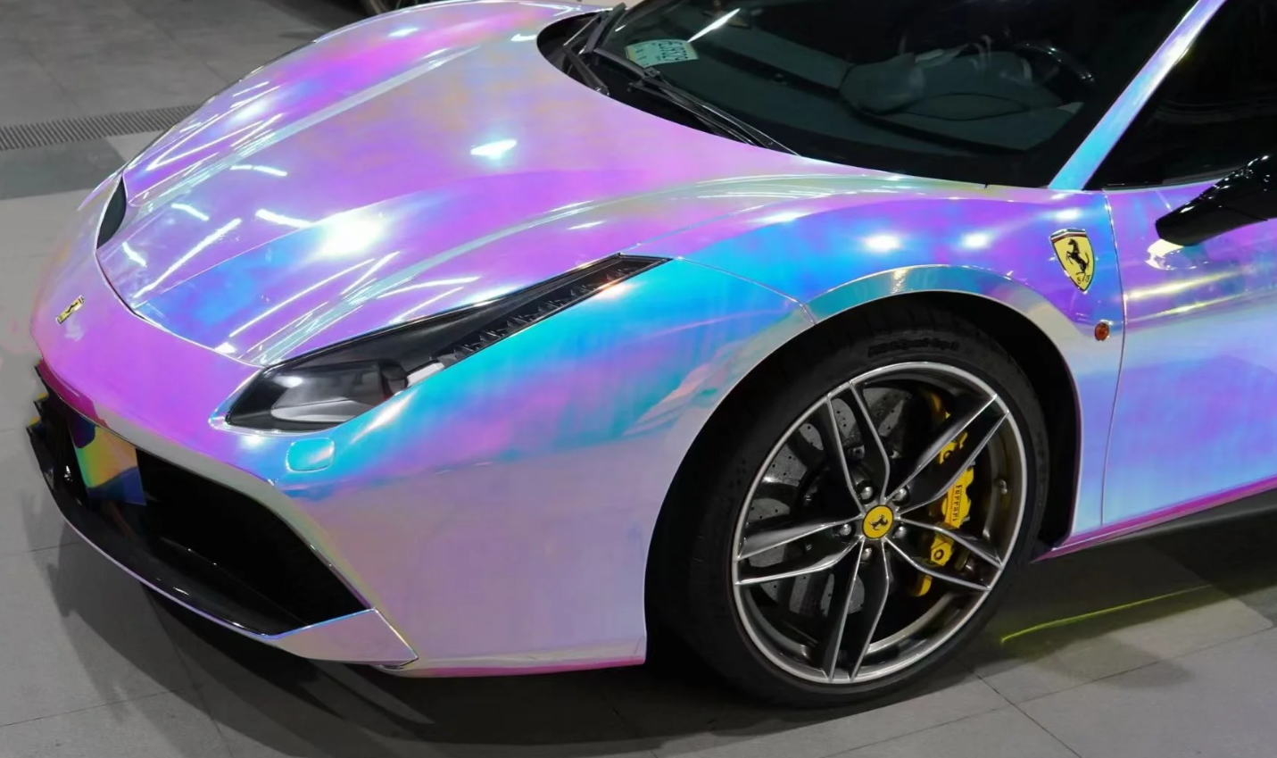 Holographic Chrome Rainbow White Car Vinyl Wrap (Non-Stretchable) review Mike 03