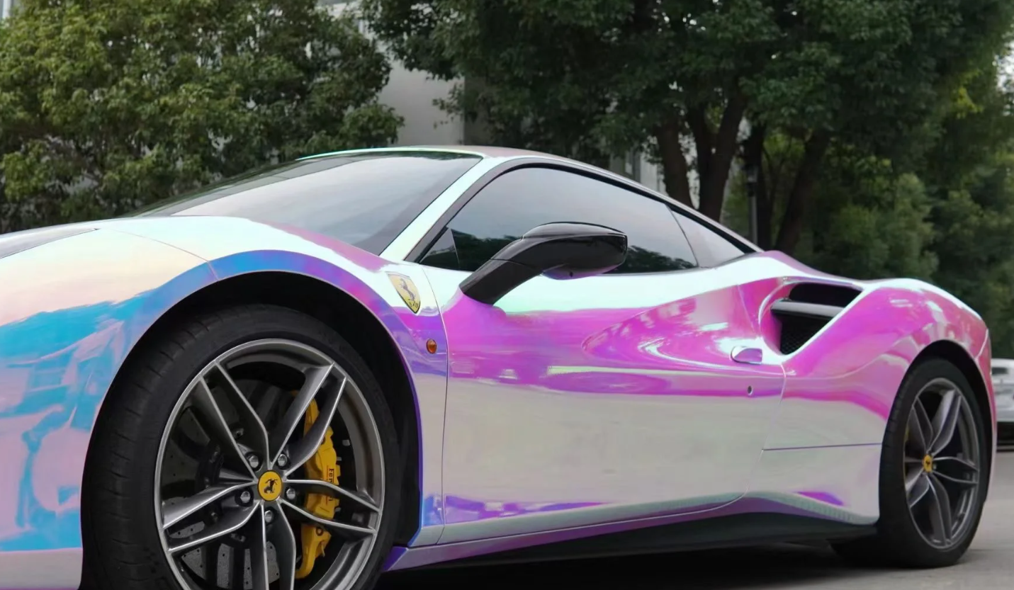 Holographic Chrome Rainbow White Car Vinyl Wrap (Non-Stretchable) review Mike 04