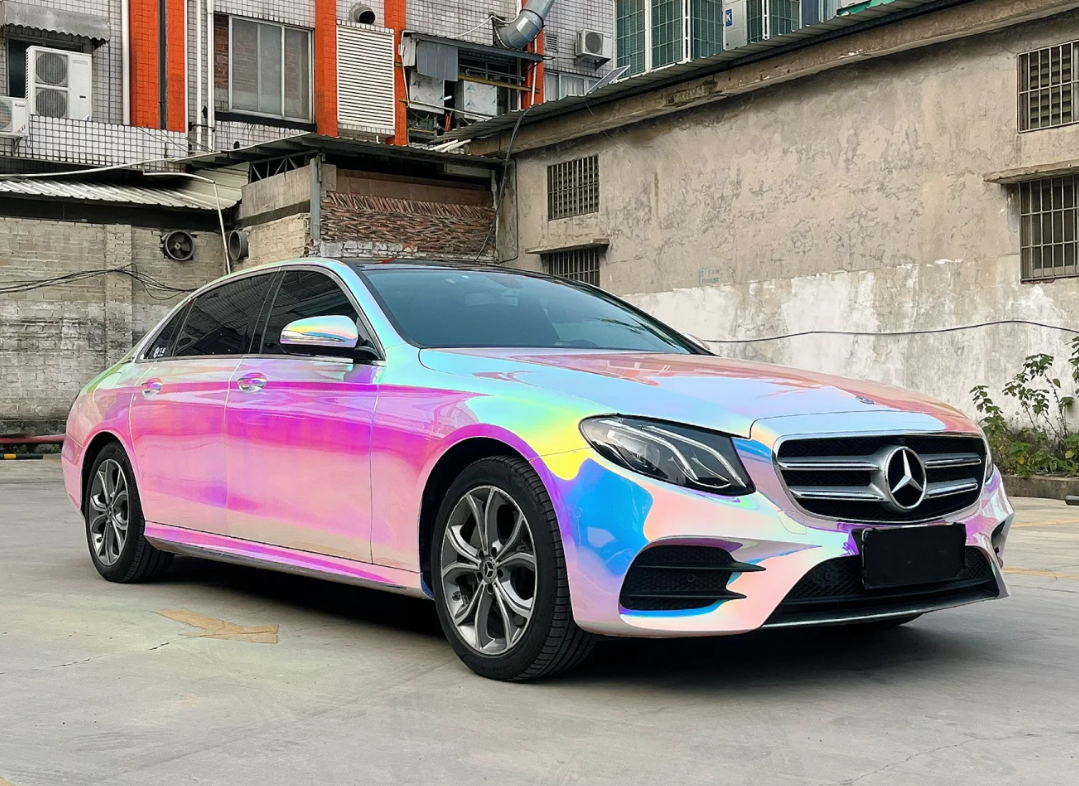 Holographic Chrome Rainbow White Car Vinyl Wrap (Non-Stretchable) review Rhonda Powell 03